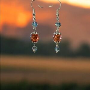 20190⭐️Light blue and orange earrings⭐️